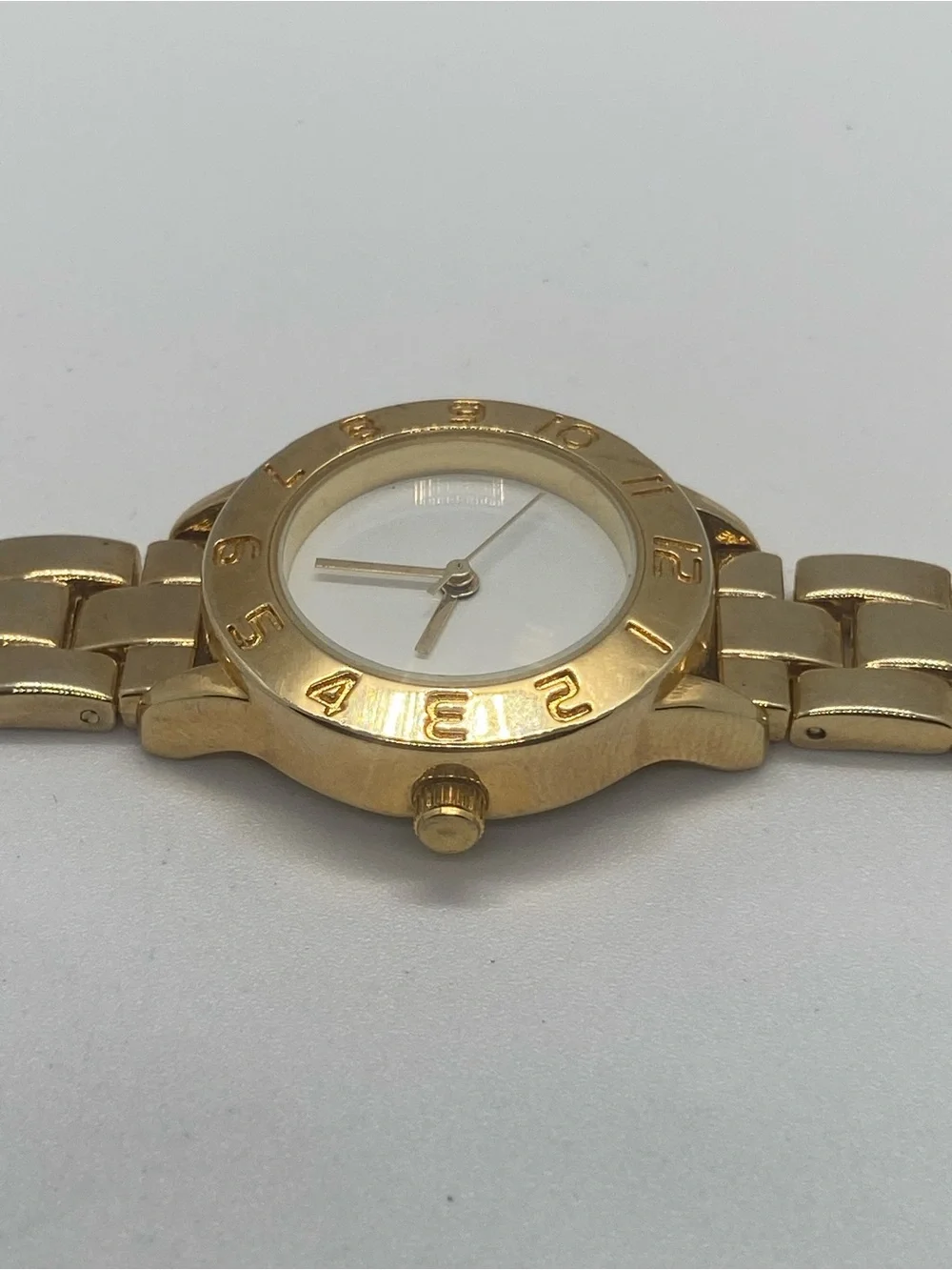 Gold Tone Ladies Quartz Bracelet Watch with White Dial